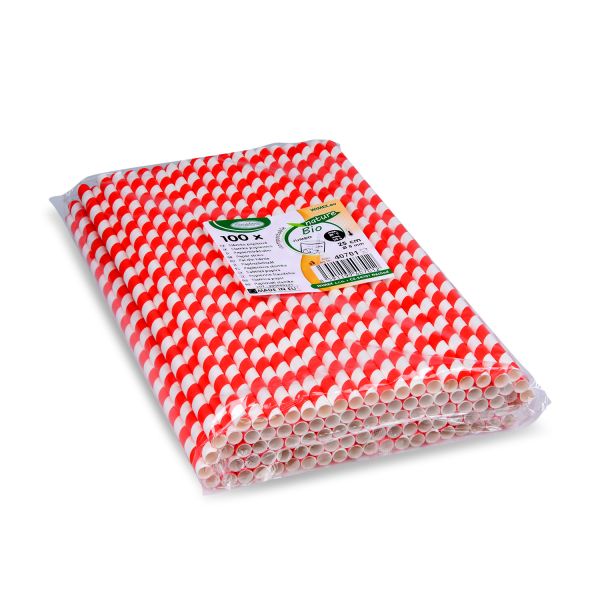 Slamka papierová - červeno-biela